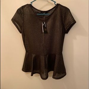 Green Envelope Gold And Black Blouse Size S